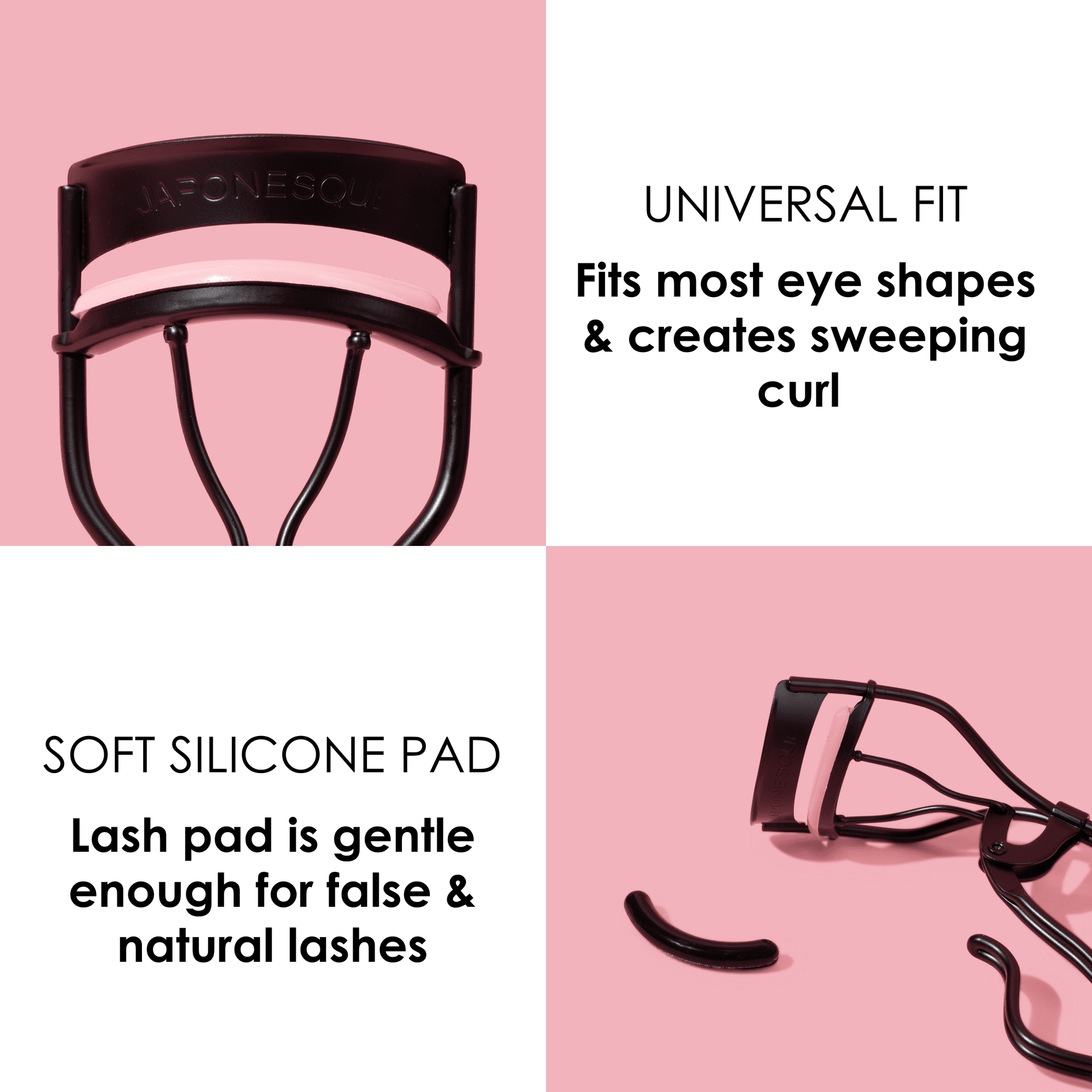 Japonesque Volumizing Eyelash Curler, Carbon Steel, Black & Pink