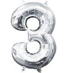 Anagram 16 in. Number 3 Silver Shape Air Fill Foil Balloon