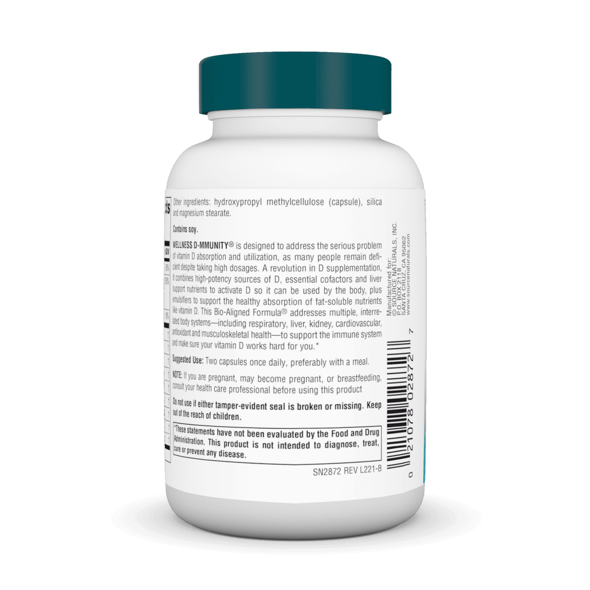 Source Naturals Wellness D-mmunity Vitamin D Immune Formula, 60 Vegetarian Capsules EXP 9/26