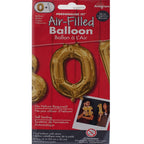 Anagram  16 in. Number 0 Gold Shape Air Fill Foil Balloon