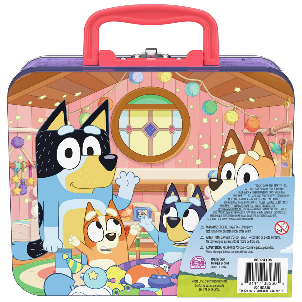 Spin Master Games, Bluey Puzzle in Storage Tin with Handle, 48 Pieces, for Ages 4 and up