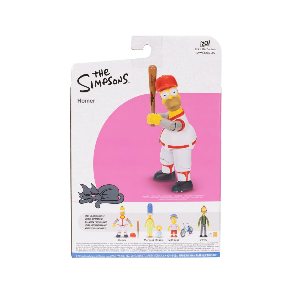 The Simpsons 5 inch Baseball Homer Action Figure with Bat & Removable Hat Accessory for Child Ages 4+