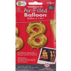 Anagram 16 in. Number 8 Gold Shape Air Fill Foil Balloon