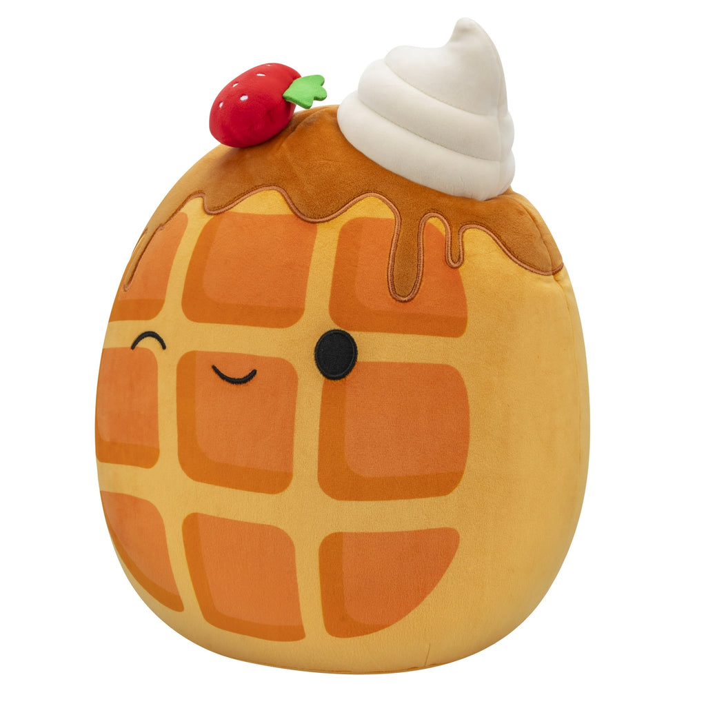 Squishmallows Official 14 inch Weaver the Waffle with Strawberry - Child's Ultra Soft Plush Toy