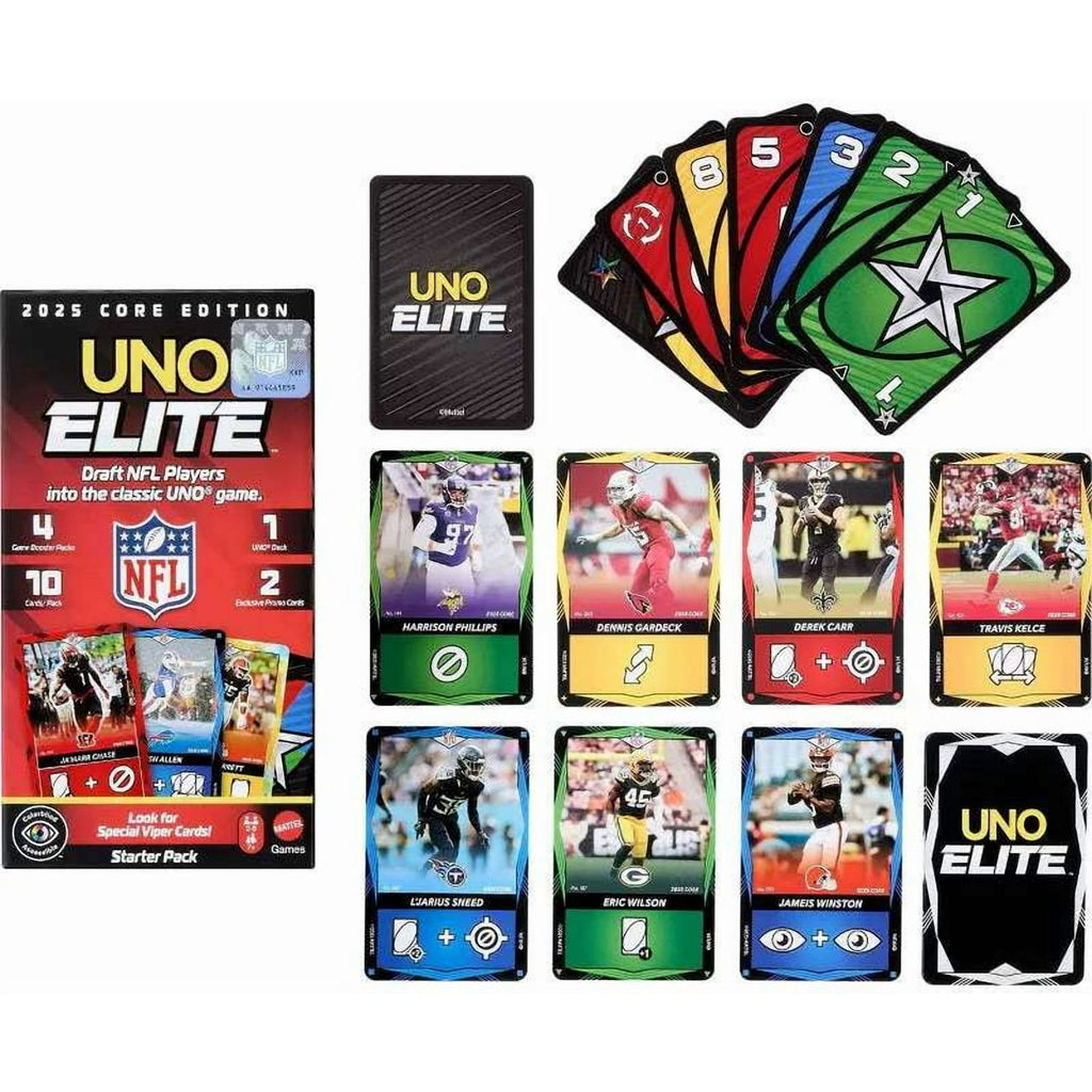 Mattel MTTJHG46 UNO Elite NFL Starter Pack 2025 Card Game