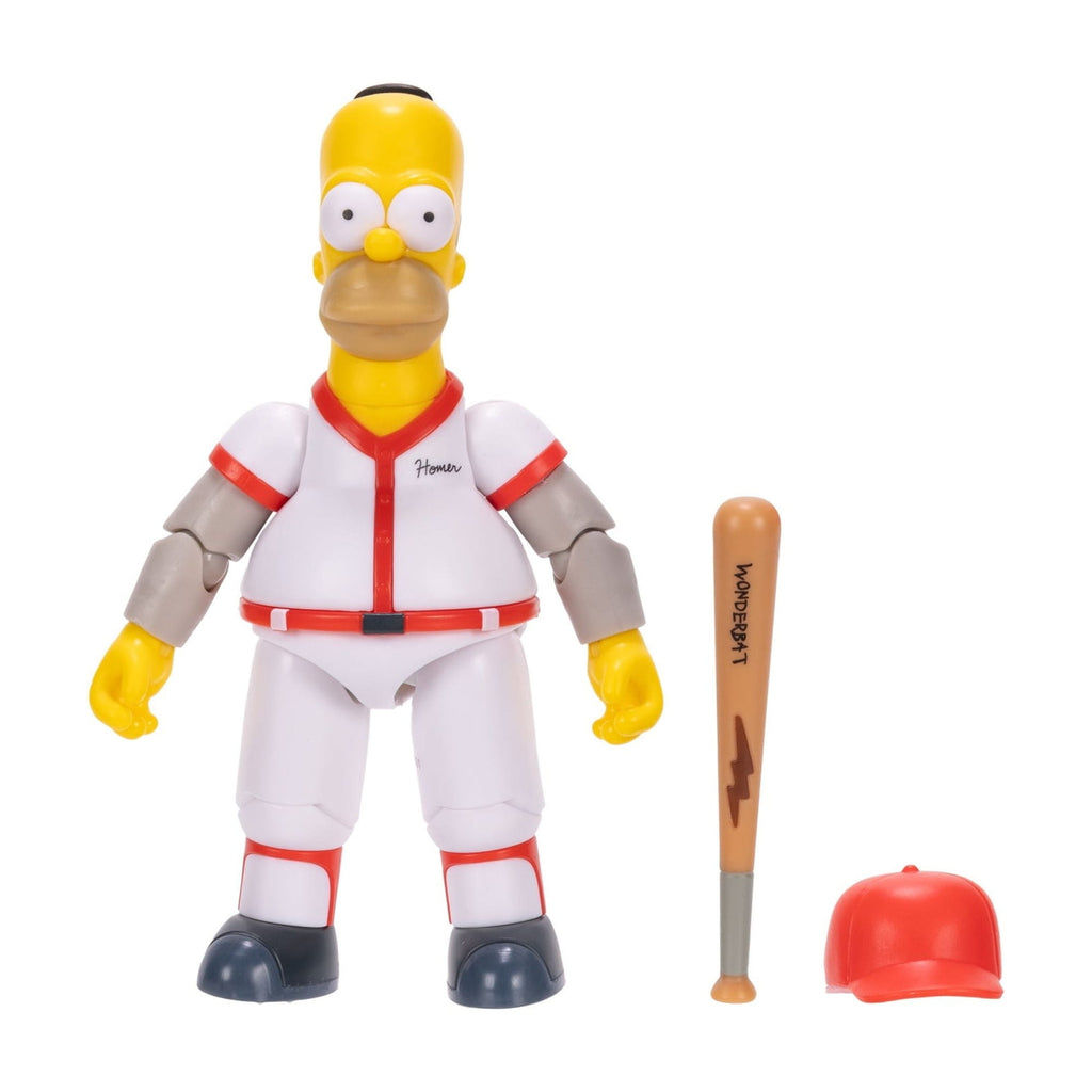 The Simpsons 5 inch Baseball Homer Action Figure with Bat & Removable Hat Accessory for Child Ages 4+
