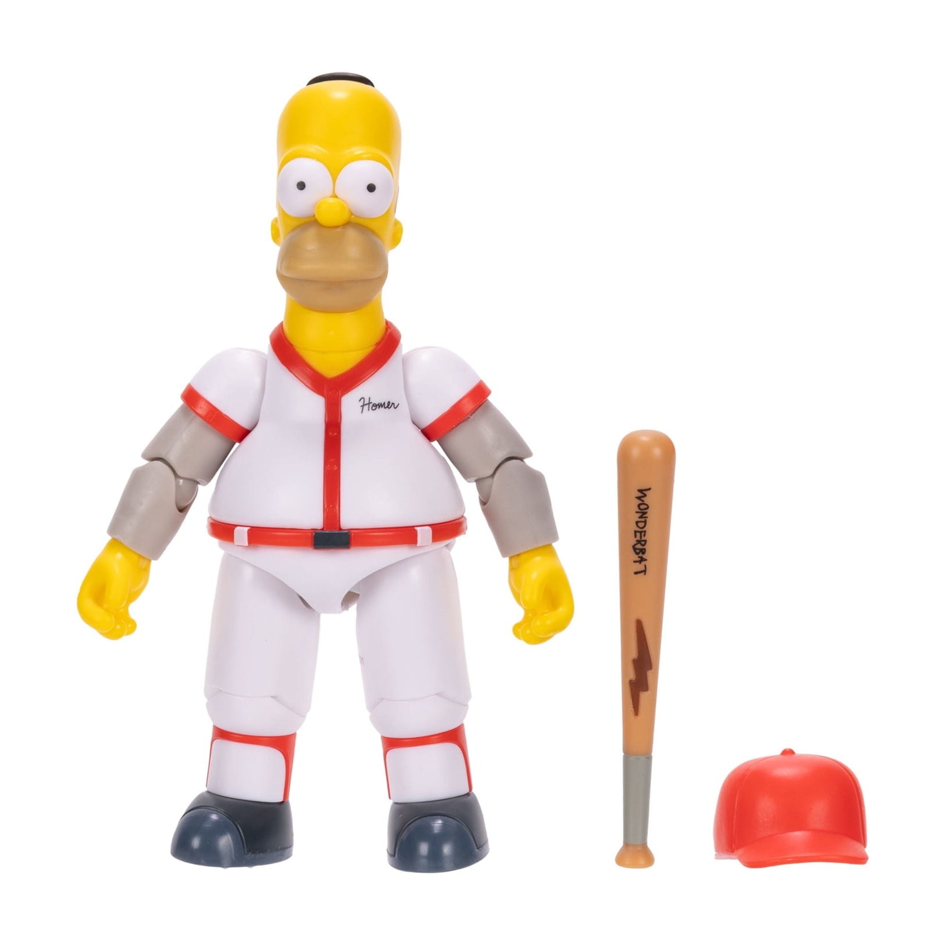 The Simpsons 5 inch Baseball Homer Action Figure with Bat & Removable Hat Accessory for Child Ages 4+