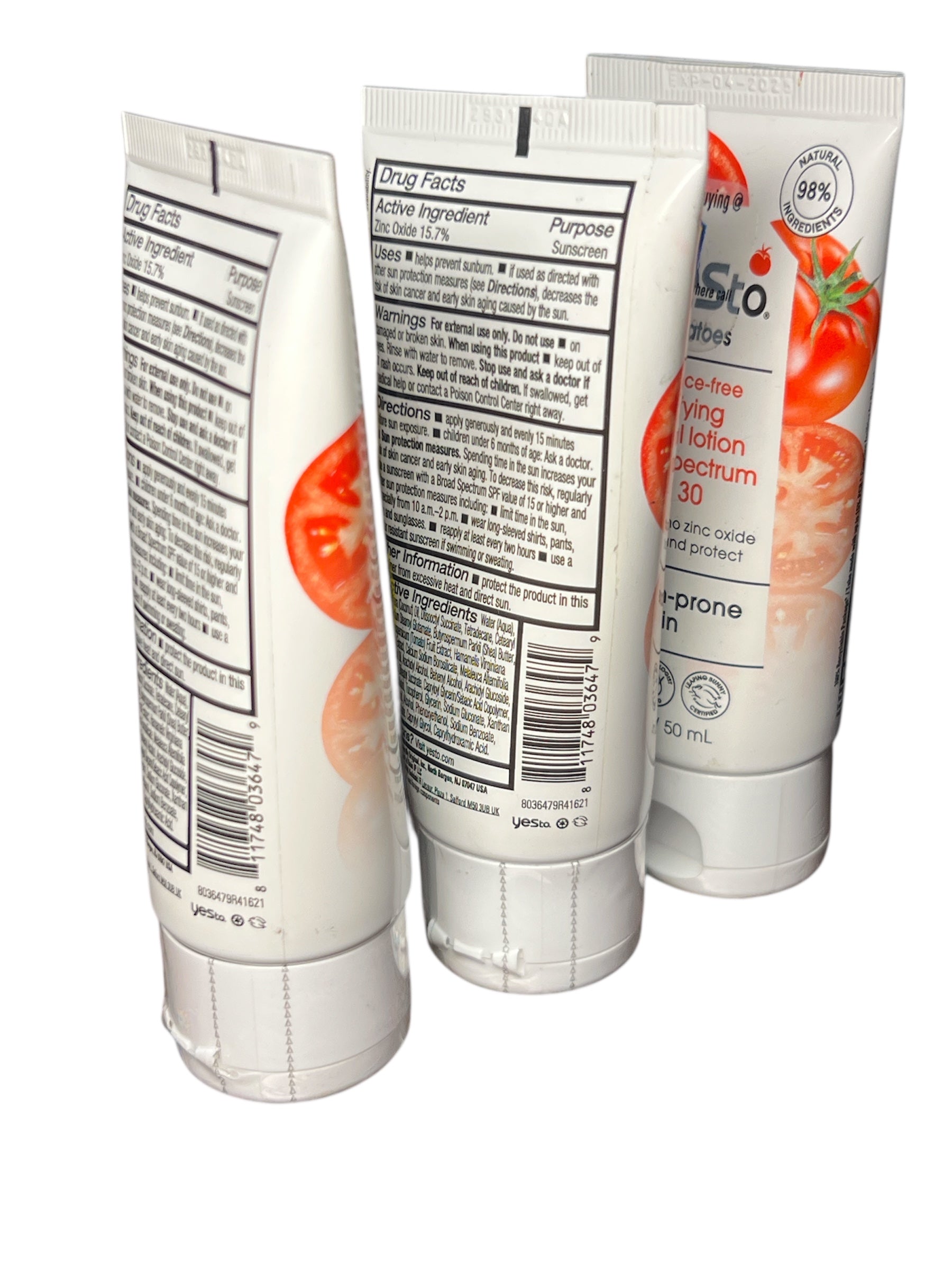 3 Yes To Tomatoes SPF 30 Mineral Lotion for Blemish-Prone Skin - 1.7 Fl Oz | Natural, Vegan & Cruelty-free Exp 04/2025