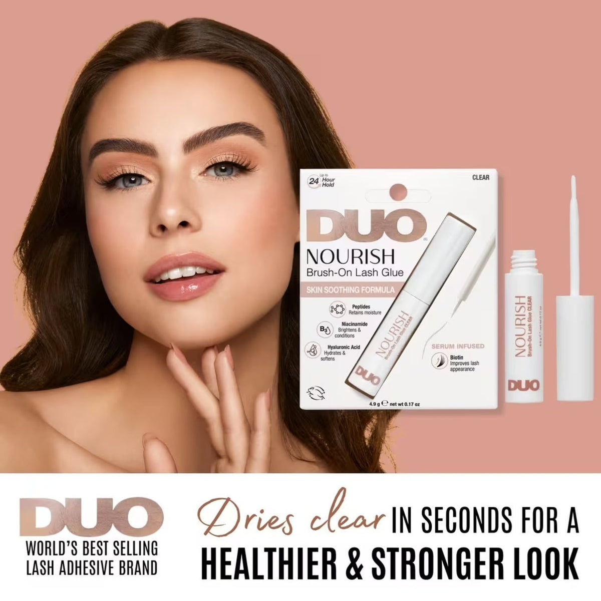 DUO Nourish False Eyelash Adhesive Brush-On Glue, Clear, 0.17 oz