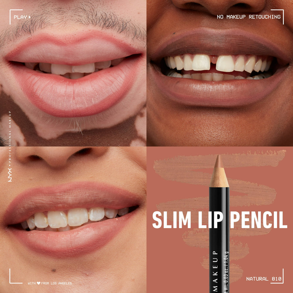 NYX Professional Makeup Slim Lip Pencil, Long-Lasting Creamy Lip Liner, Natural, 0.035 oz