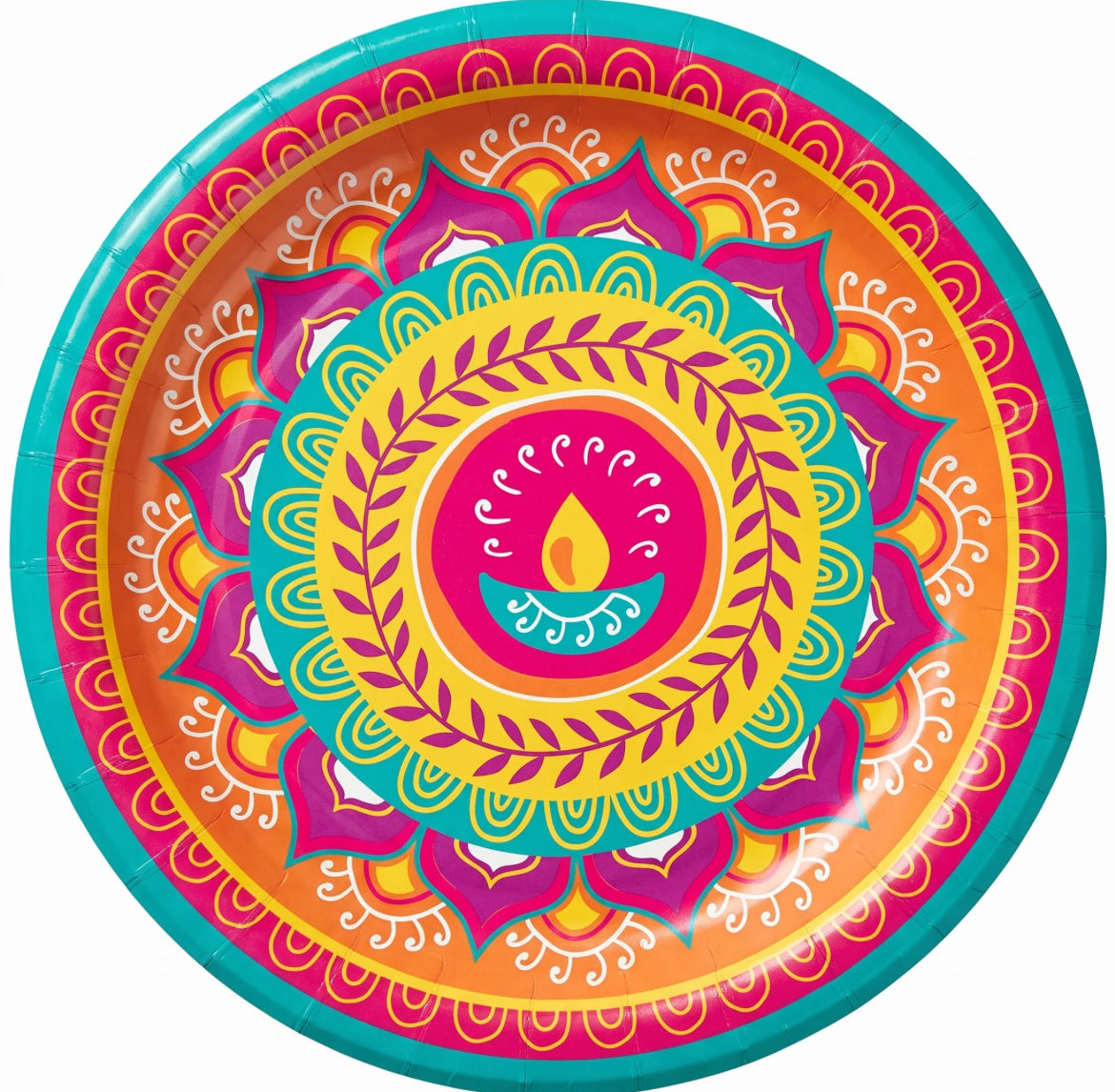 VIBRANT DIWALI CELEBRATION 8.5" PAPER PLATES 2 PACKS- 16 Plates