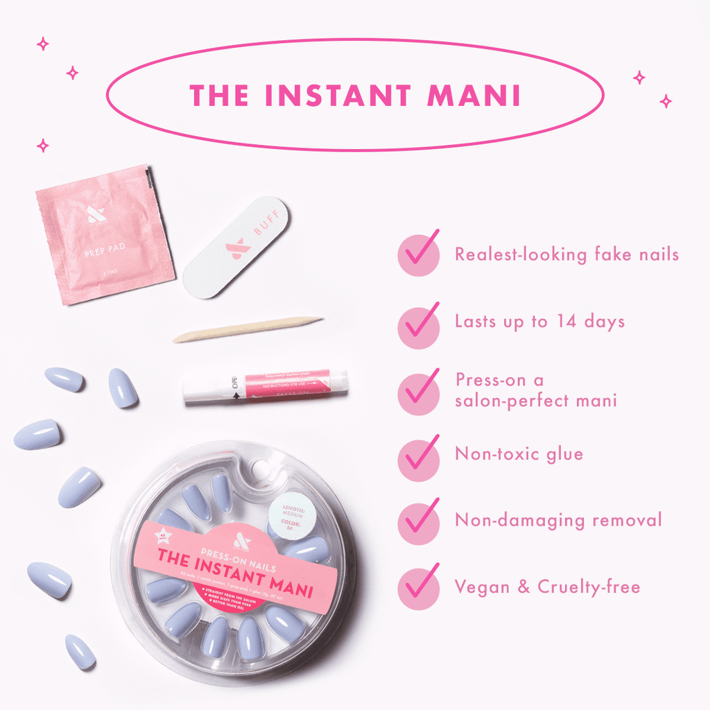 Olive & June Instant Mani Short Round Press-on Nails, Ombre, 42 Pieces
