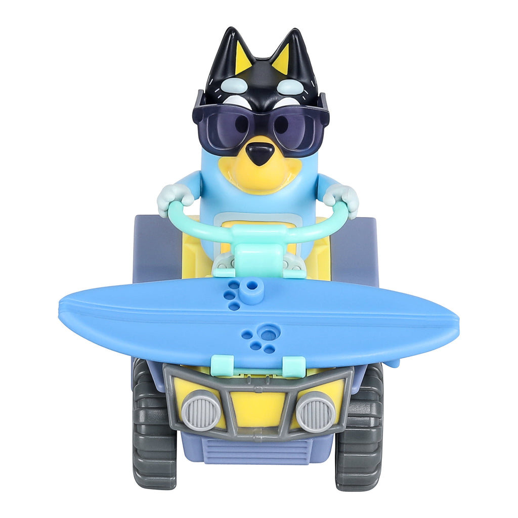 Bluey Beach Quad with Bandit with 2.5-3 inch Figure and Surfboard Vehicle and Figure Pack, Ages 3+