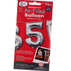 Anagram 16" in. Number 5 Silver Shape Air Fill Foil Balloon