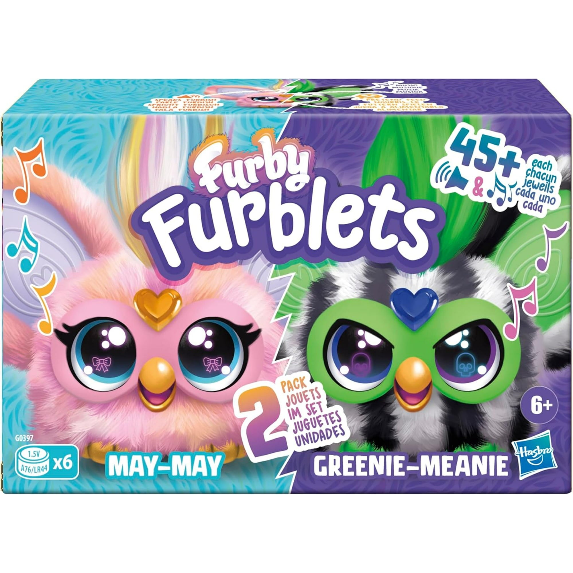 Furblets Fierce & Fabulous 2 Pack, Greenie-Meanie & May-May with 45 Sounds Each, Electronic Plush Toys for Girls & Boys 6 Years & Up