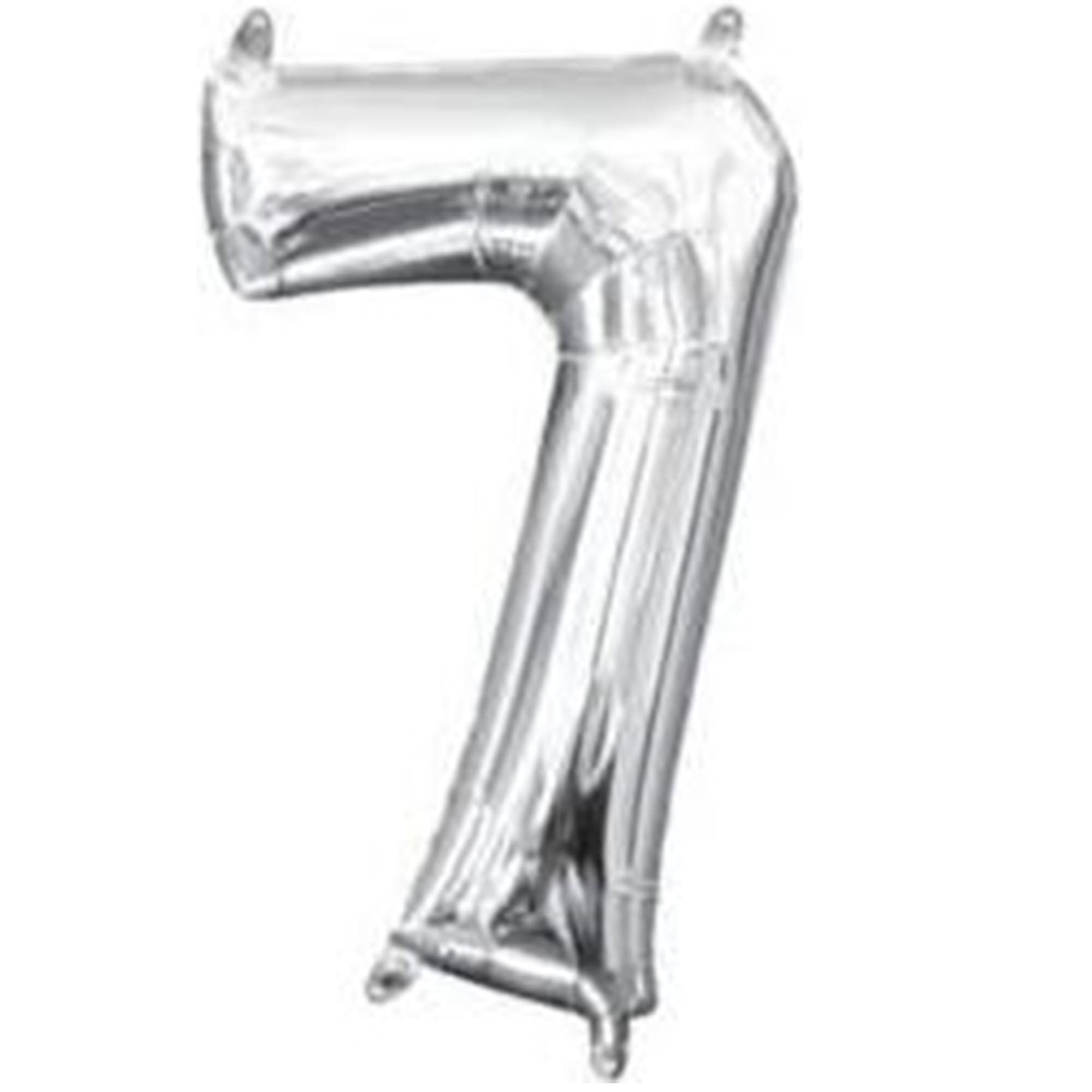 Anagram 16" in. Number 7 Silver Shape Air Fill Foil Balloon
