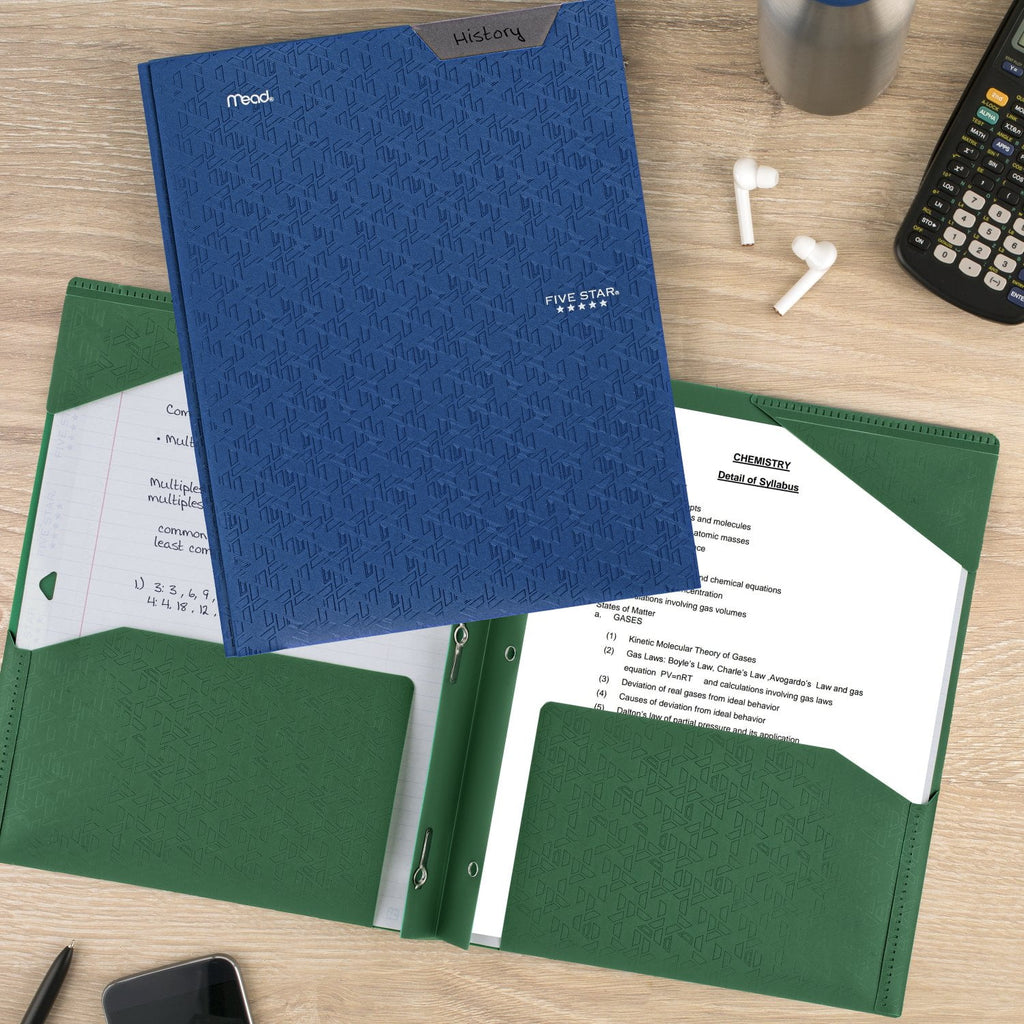 Five Star Stay-Put Plastic and Prong Folder, Pacific Blue