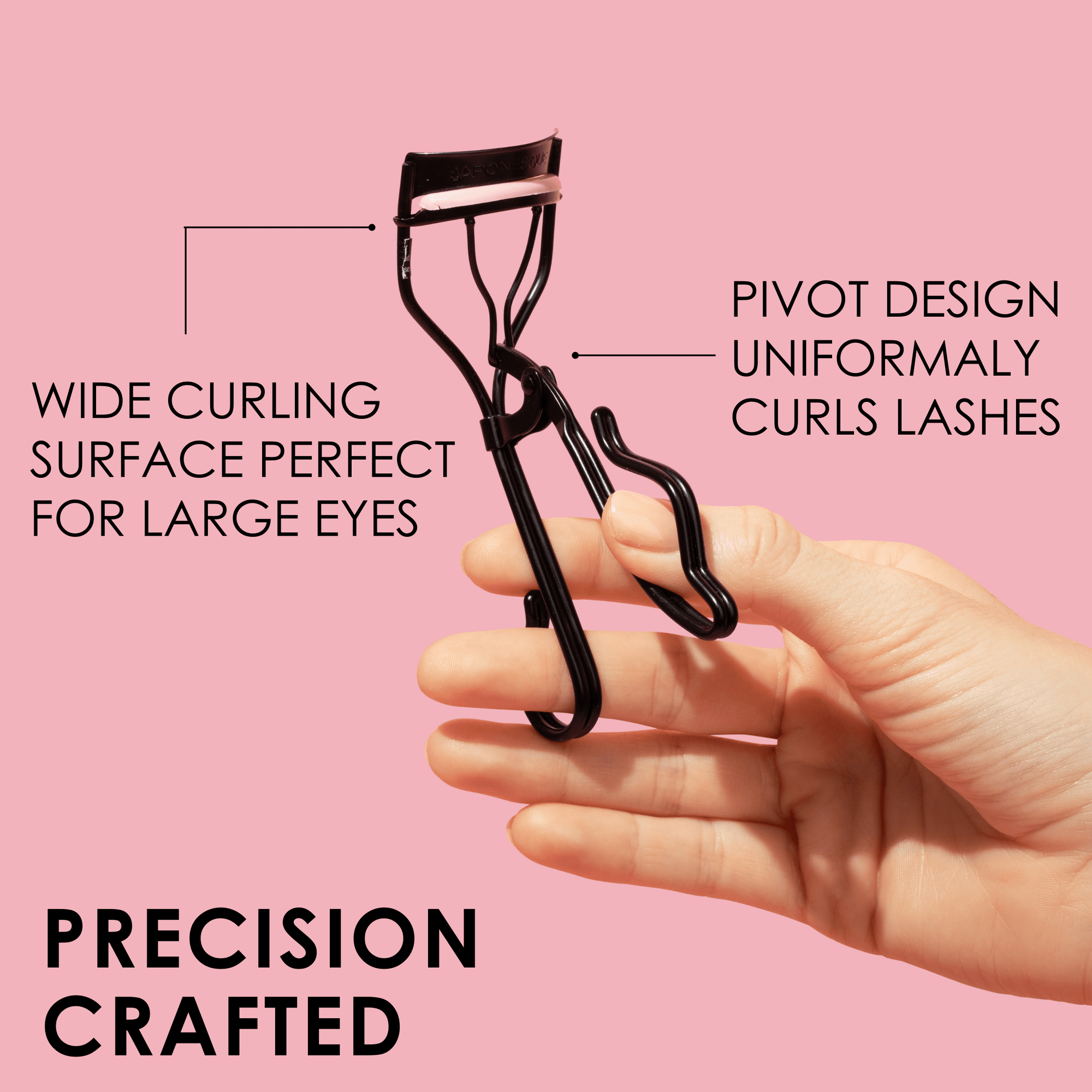 Japonesque Volumizing Eyelash Curler, Carbon Steel, Black & Pink
