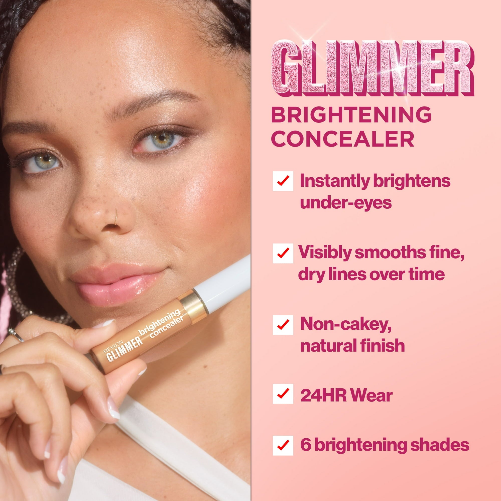 Revlon Glimmer Brightening Liquid Concealer, Buildable Coverage, 175, 0.3 fl oz