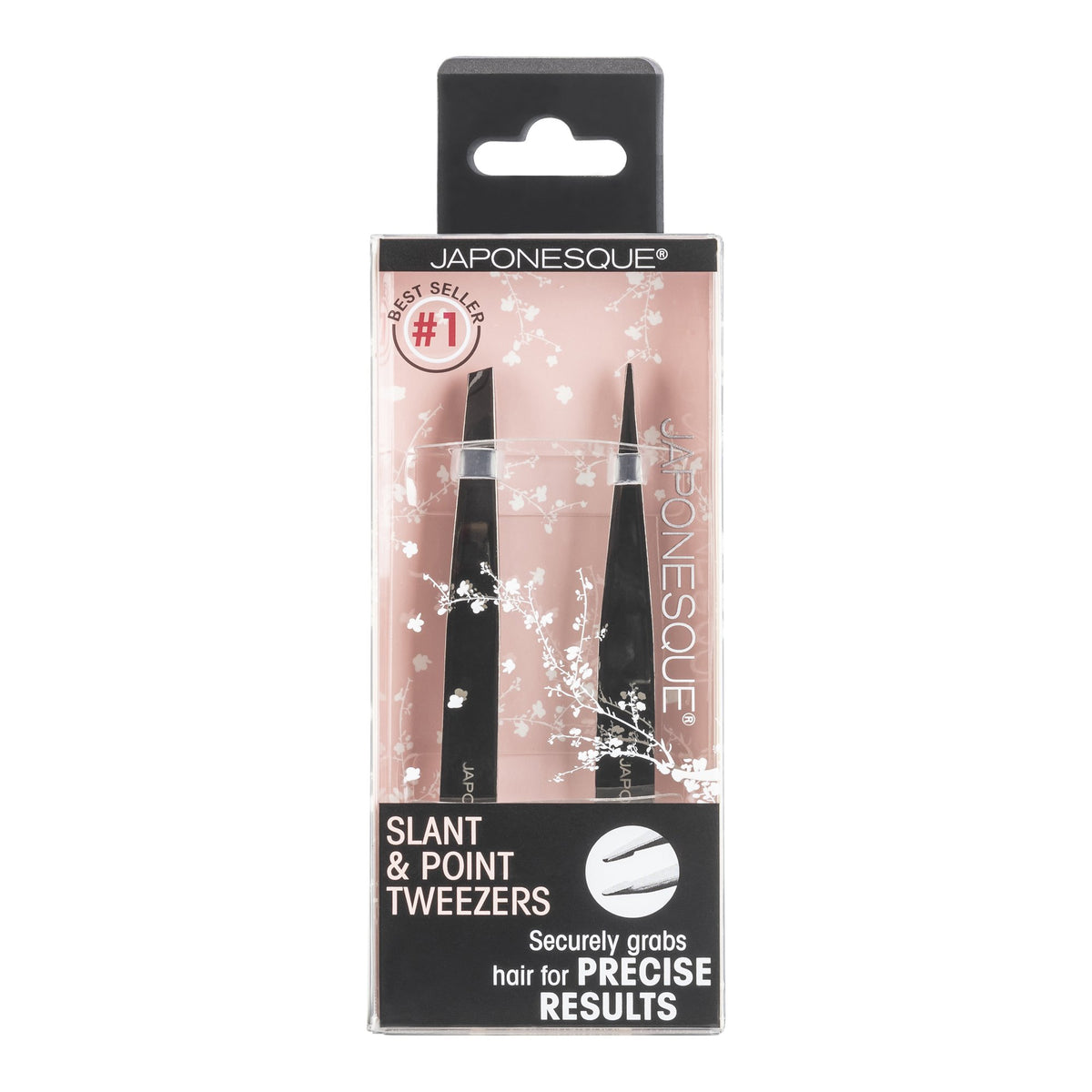 Japonesque Stainless Steel Sliver Point and Slanted Tweezer, 2 Piece