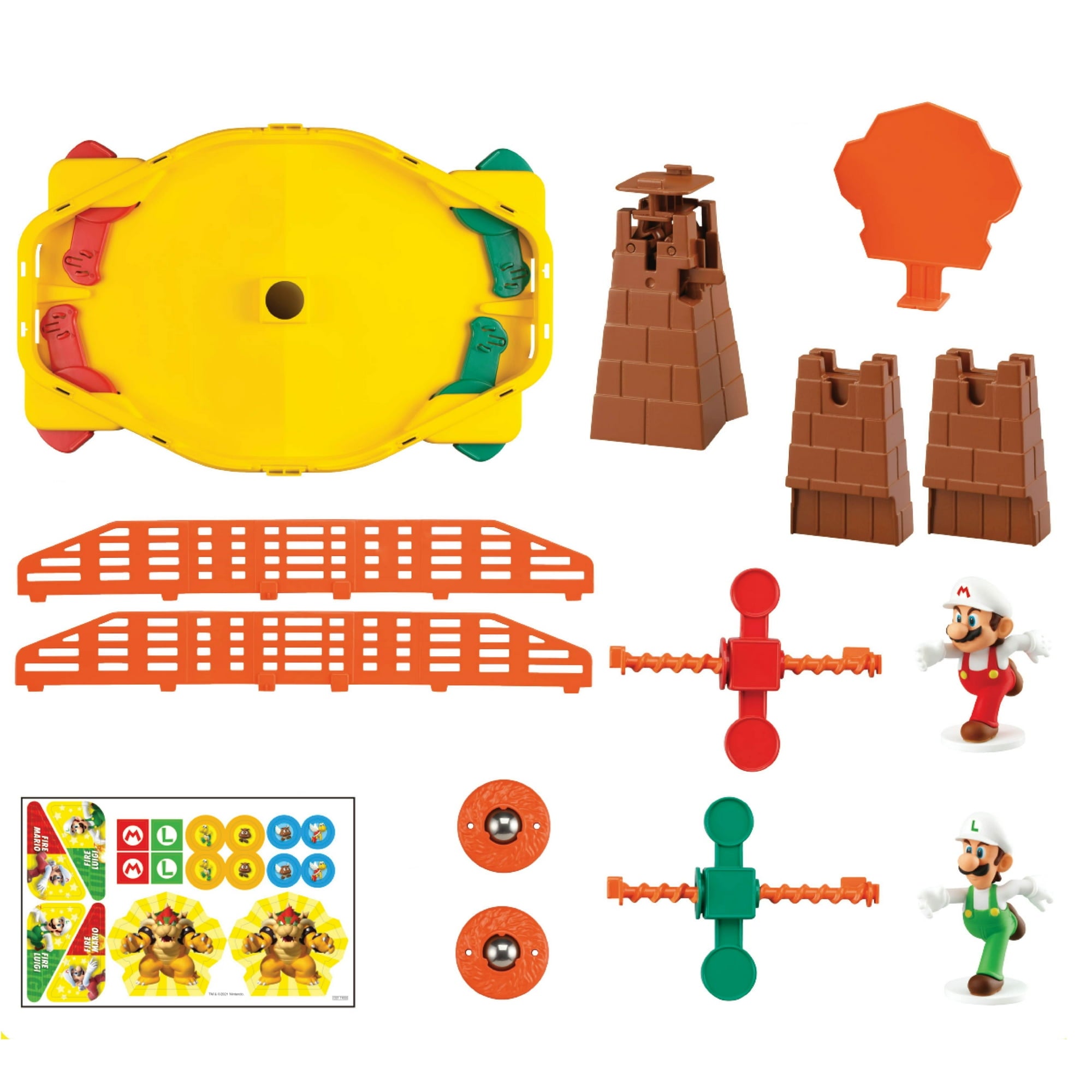 Epoch Games Super Mario Fire Mario Stadium, Tabletop Skill and Action Game with Collectible Super Mario Action Figures