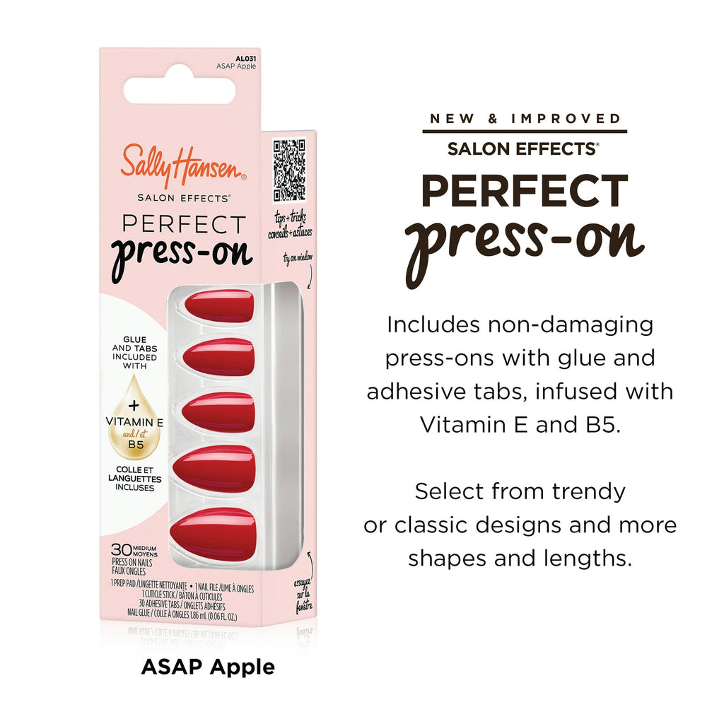 Sally Hansen Salon Effects Perfect Press-On Nails, Asap Apple, Non-Damaging, Easy to Apply