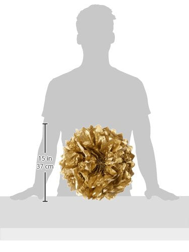 Elegant Gold Fluffy Hanging Paper Decorations - 16", 3 Pieces - Great For Party & Event Decor