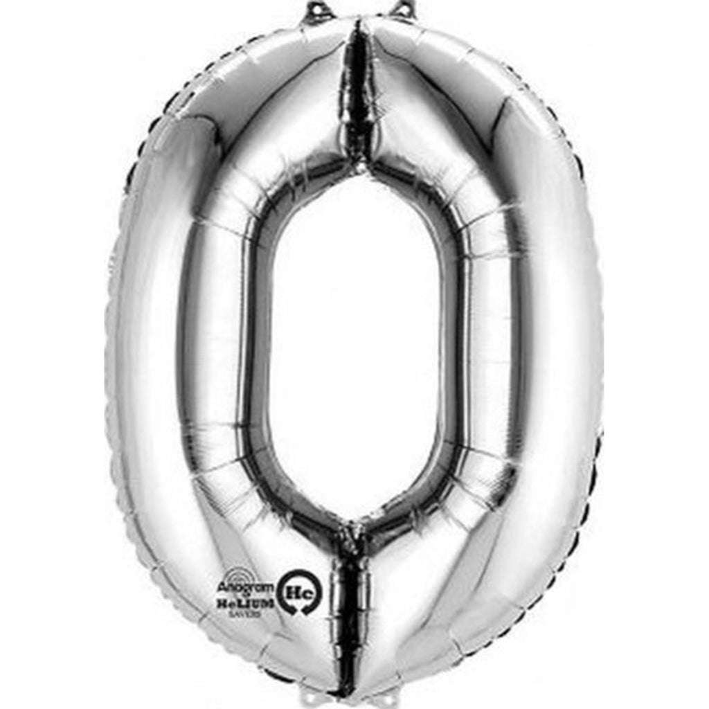 Anagram 16 in. Number 0 Silver Shape Air Fill Foil Balloon