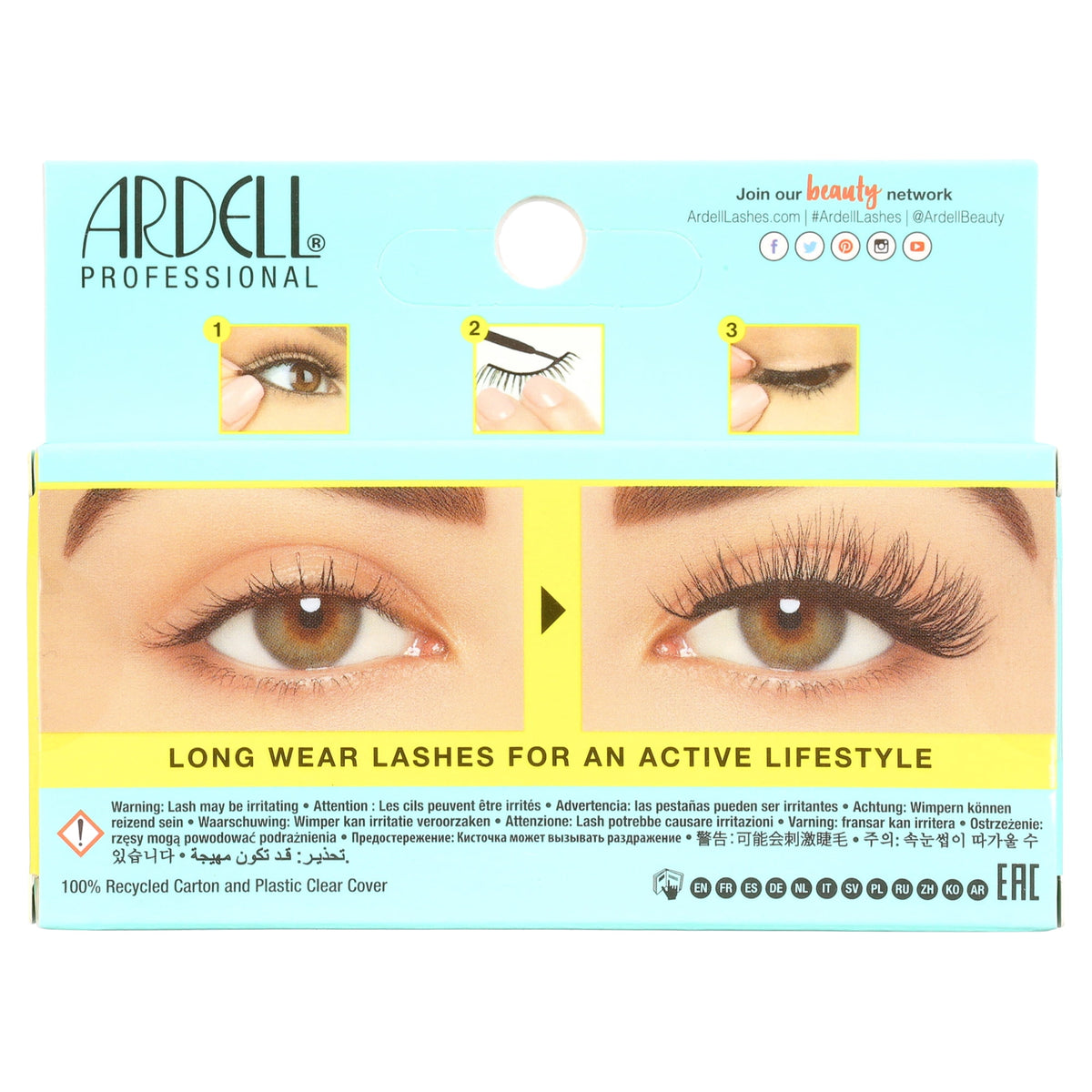 Ardell Active Lash, Pump'n Black False Eyelashes, 1 Pair