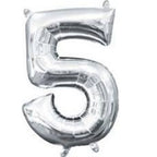 Anagram 16" in. Number 5 Silver Shape Air Fill Foil Balloon