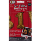 Anagram 16 in. Number 1 Gold Shape Air Fill Foil Balloon