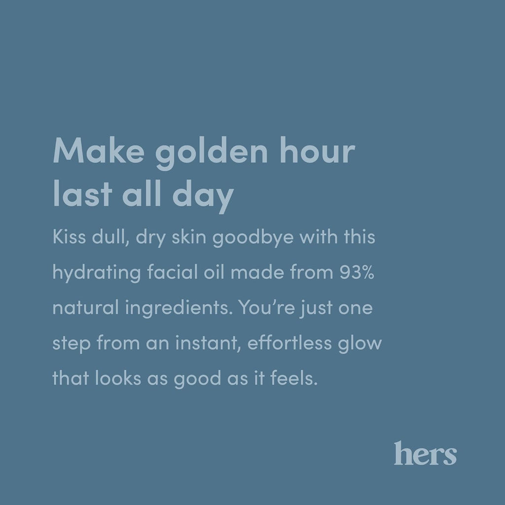 hers Effortless Glow Face Oil - Anti Aging Facial Oil for Glowing Skin - Softens, Hydrates, Smoothes Wrinkles - Contains Jojoba Oil, Tea Tree Oil, Rosehip - 1 fl Oz