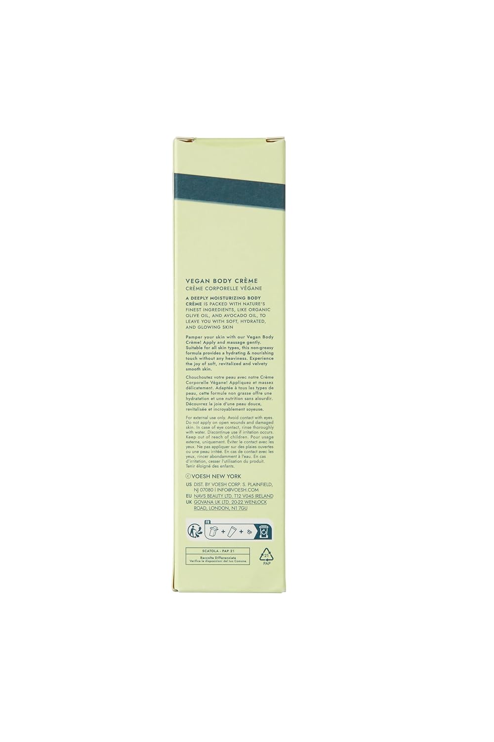 VOESH Vegan Body Creme, Skin Moisturizing Cream - Green Tea, K-Beauty Korean Skincare - 3oz
