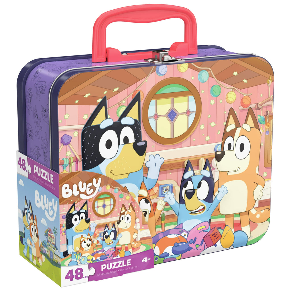 Spin Master Games, Bluey Puzzle in Storage Tin with Handle, 48 Pieces, for Ages 4 and up