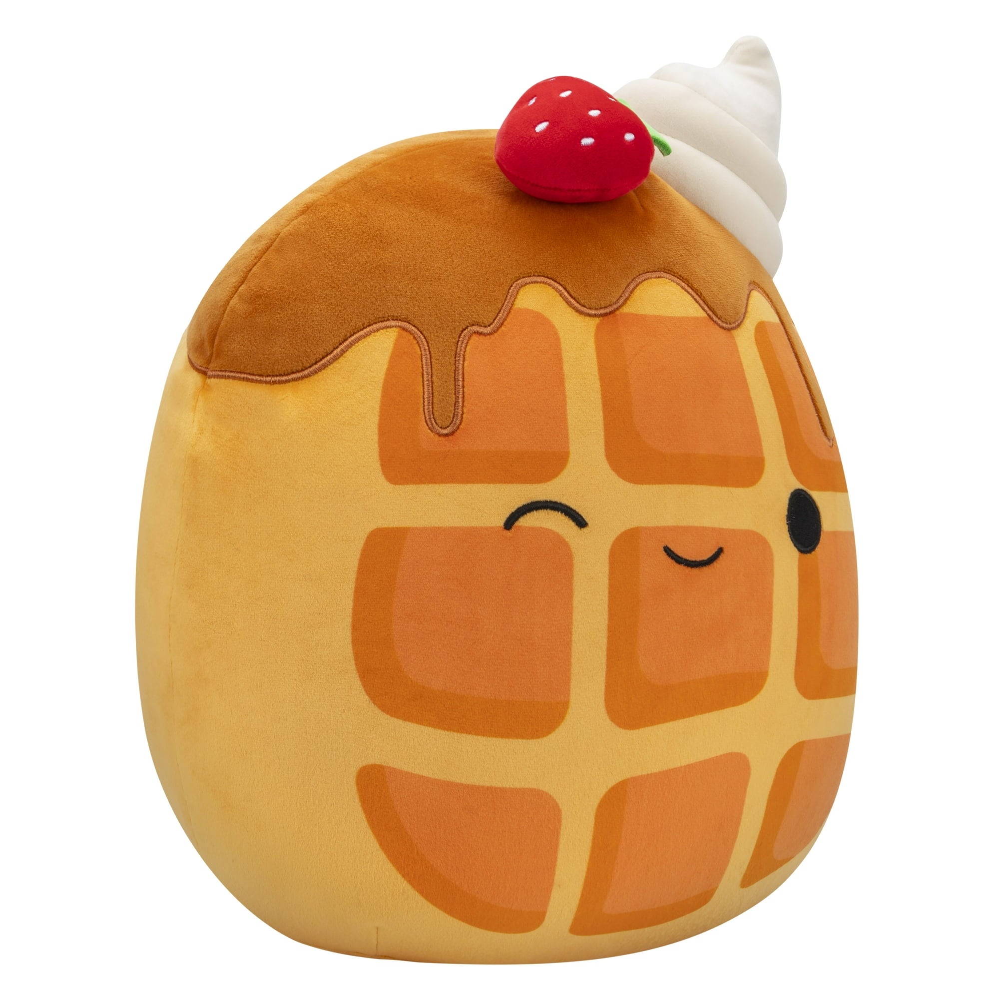 Squishmallows Official 14 inch Weaver the Waffle with Strawberry - Child's Ultra Soft Plush Toy