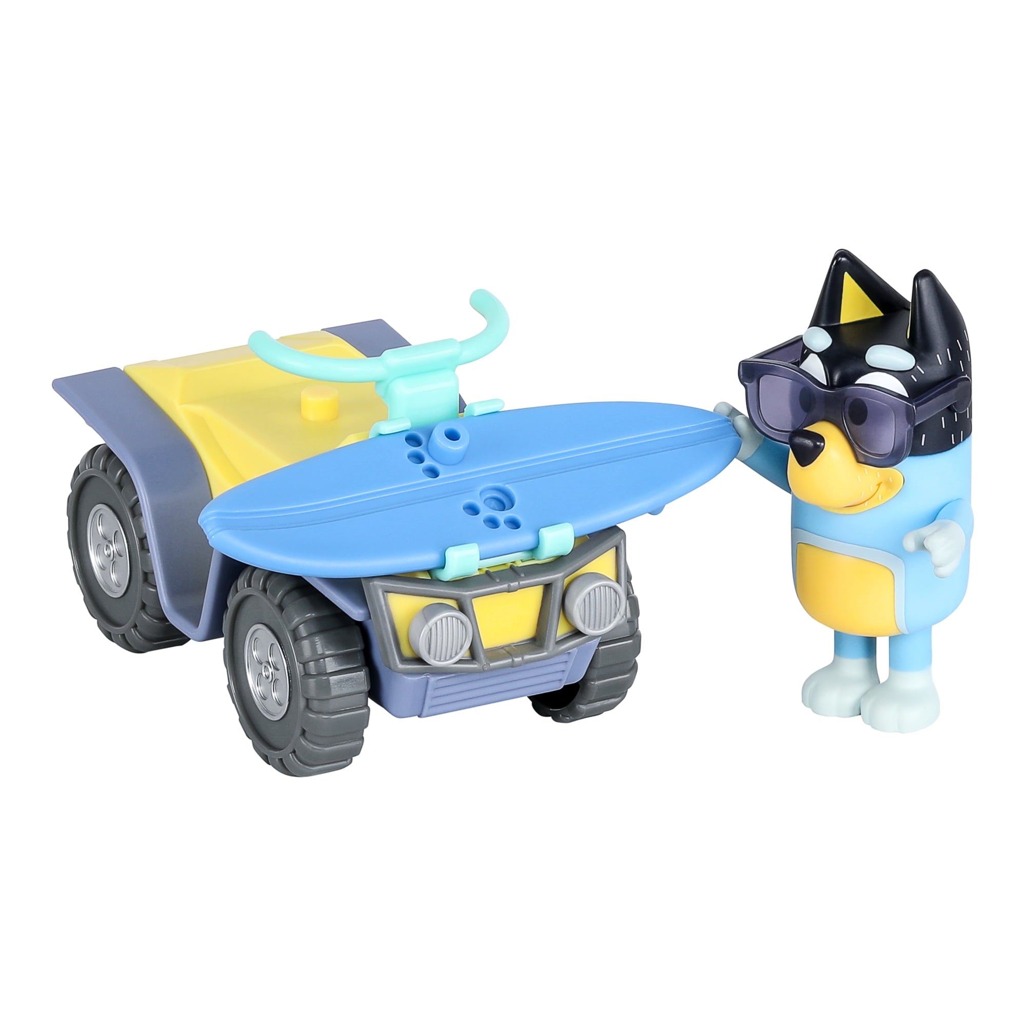 Bluey Beach Quad with Bandit with 2.5-3 inch Figure and Surfboard Vehicle and Figure Pack, Ages 3+