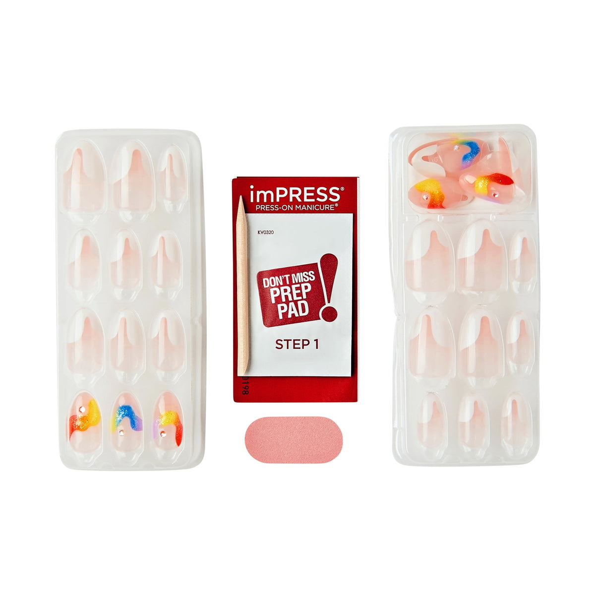 Impress Design Press On Nails  Pride Manicure, No Glue Needed, Neutral, Medium, Almond, 30 Ct.