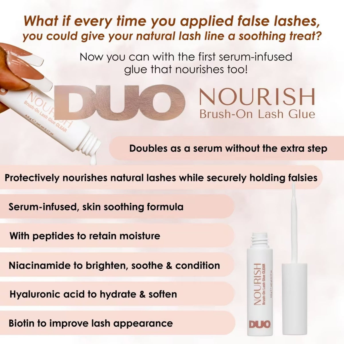 DUO Nourish False Eyelash Adhesive Brush-On Glue, Clear, 0.17 oz