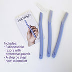 Flamingo Disposable Dermaplane Facial Razors for Women, 3 Count