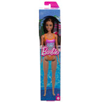 Beach Barbie Doll with Light Brown Hair Wearing Tropical Pink and Orange Swimsuit
