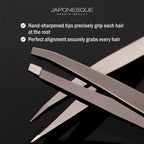 Japonesque Stainless Steel Sliver Point and Slanted Tweezer, 2 Piece