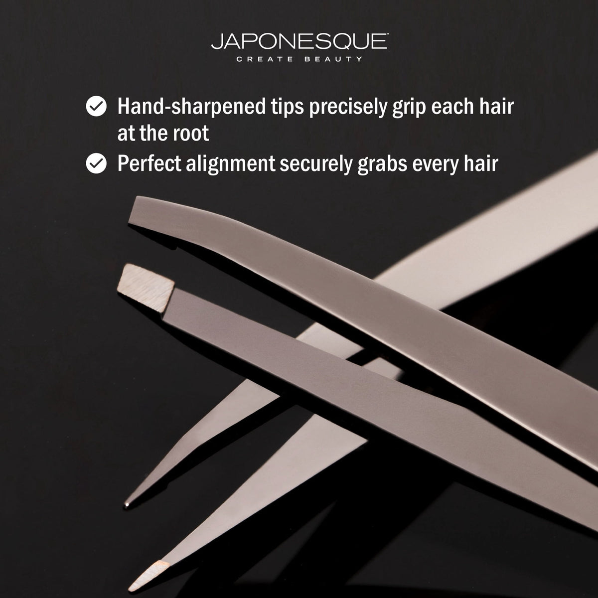 Japonesque Stainless Steel Sliver Point and Slanted Tweezer, 2 Piece
