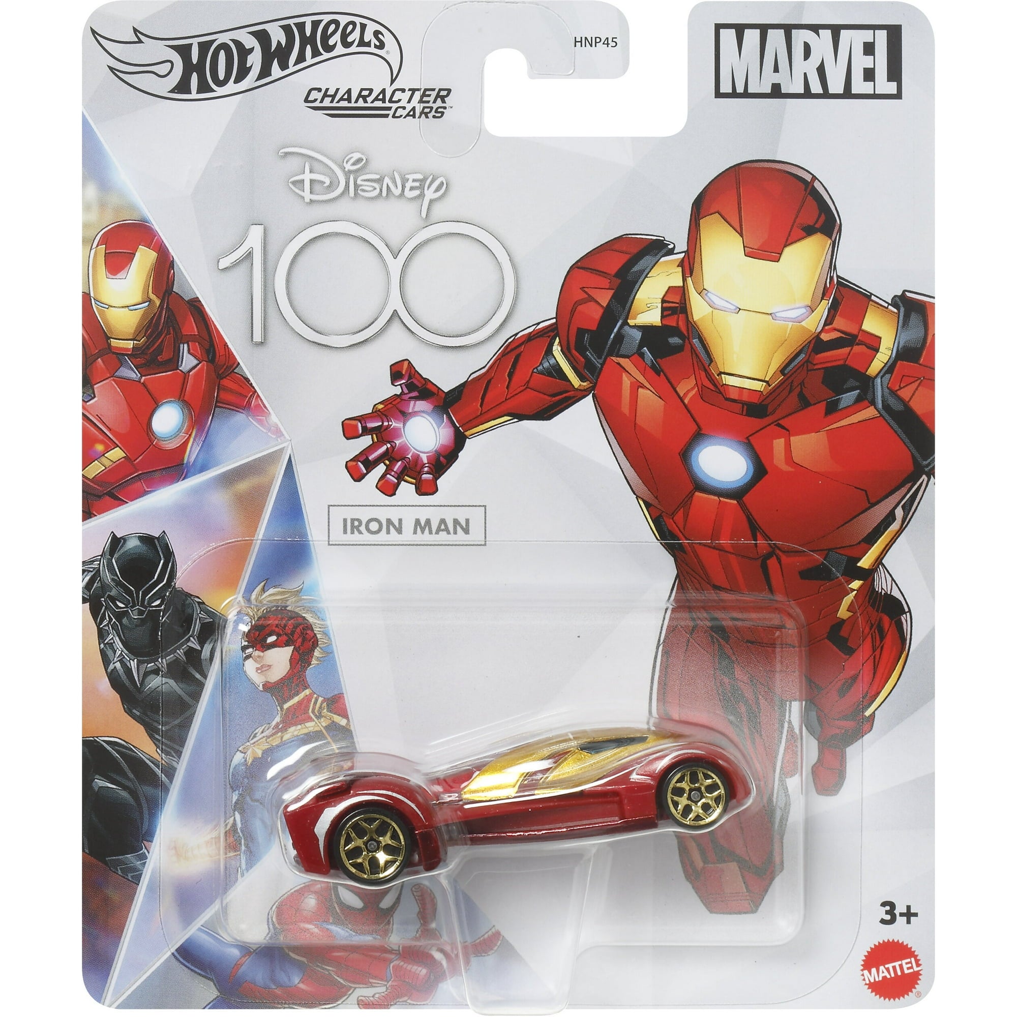 Hot Wheels Disney 100 Iron Man Character Car, 1:64 Scale Collectible Toy Car