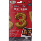 Mini Shape Air - Filled Gold Number 3 Foil Balloon 16"