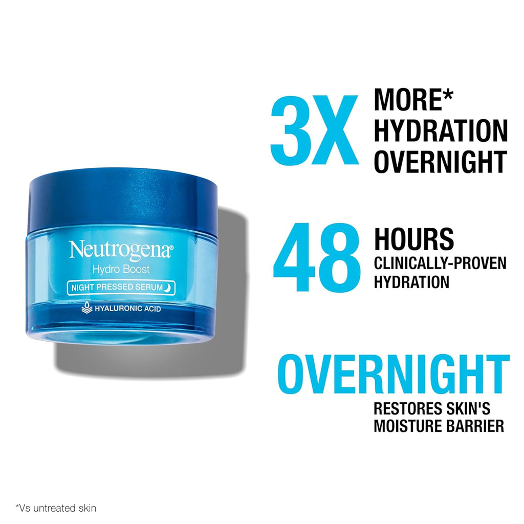 Neutrogena Hydro Boost Night Pressed Serum - with Hyaluronic Acid & Antioxidants, Hydrating Face Moisturizer that Restores & Revitalizes Skin Overnight, for Normal to Extra Dry Skin, 1.7 oz