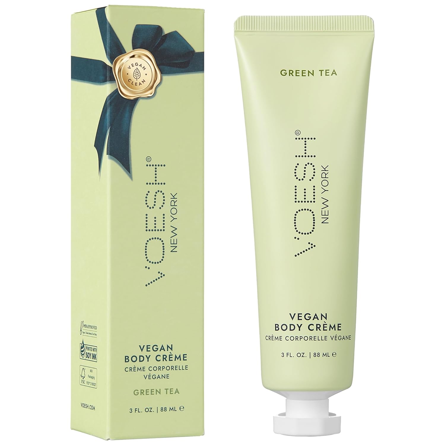 VOESH Vegan Body Creme, Skin Moisturizing Cream - Green Tea, K-Beauty Korean Skincare - 3oz