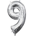 Anagram 78539 16 in. Number 9 Silver Shape Air Fill Foil Balloon