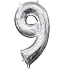 Anagram 78539 16 in. Number 9 Silver Shape Air Fill Foil Balloon
