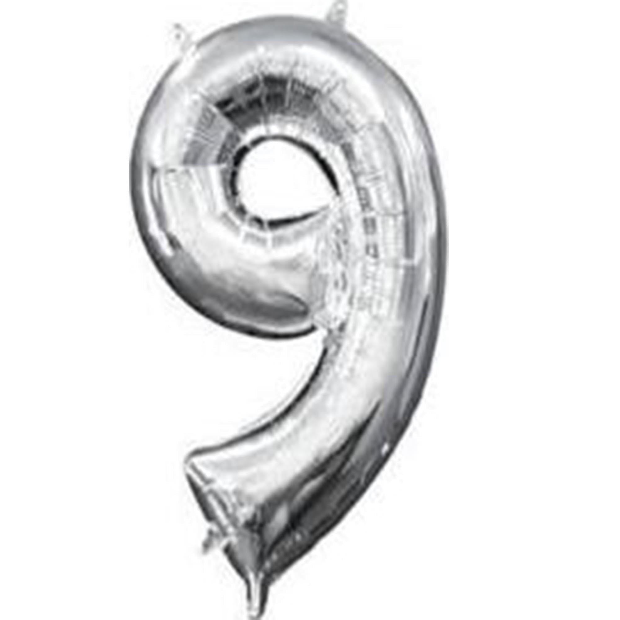 Anagram 78539 16 in. Number 9 Silver Shape Air Fill Foil Balloon