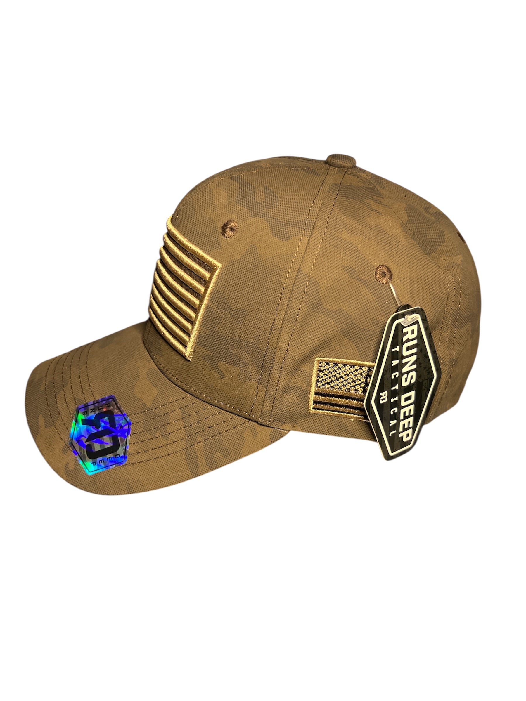 Runs Deep Tactical American Flag Snapback Cap - RDUSA18 - BROWN CAMO - NEW/RARE